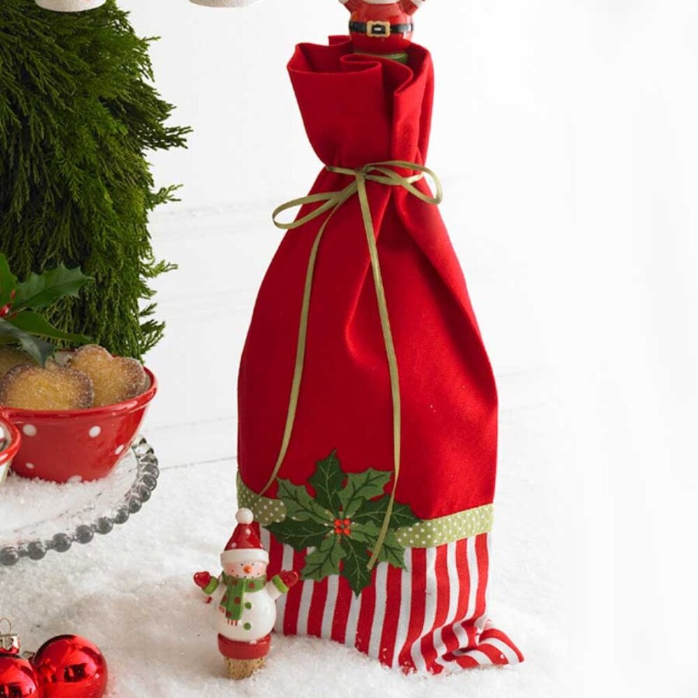 15" Holiday Wine Bag